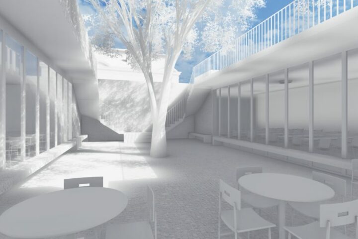 Perspective architecturale du projet d'extension du lycée Berthelot à Toulouse par AIM Projets.