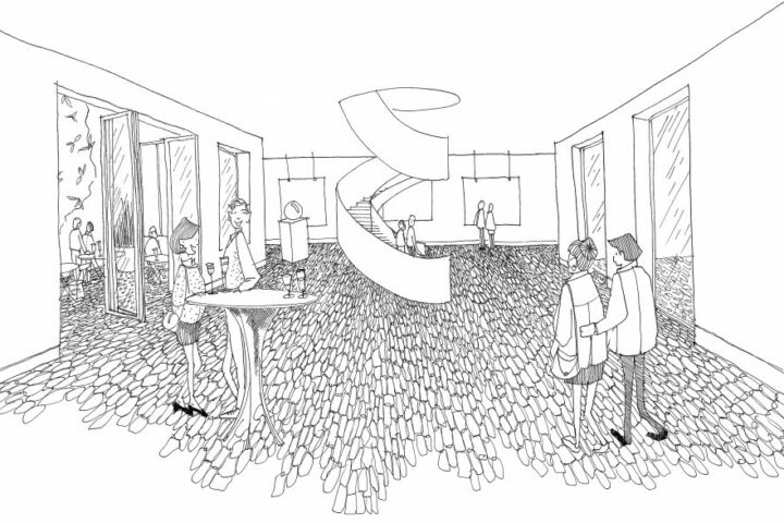 Décoration intérieure et aménagement des galeries par BERGO et AIM Projets.