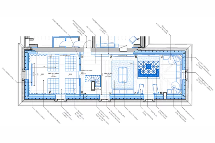 ET AMÉNAGEMENT DU DERNIER NIVEAU DU CHÂTEAU DE LAGRANGE - plan